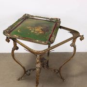 Table basse ancienne Middle Victorian en bronze et papier mâché, Angleterre, XIX Century
