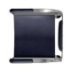 Armchair, silver steel and navy blue leather, contemporary style.