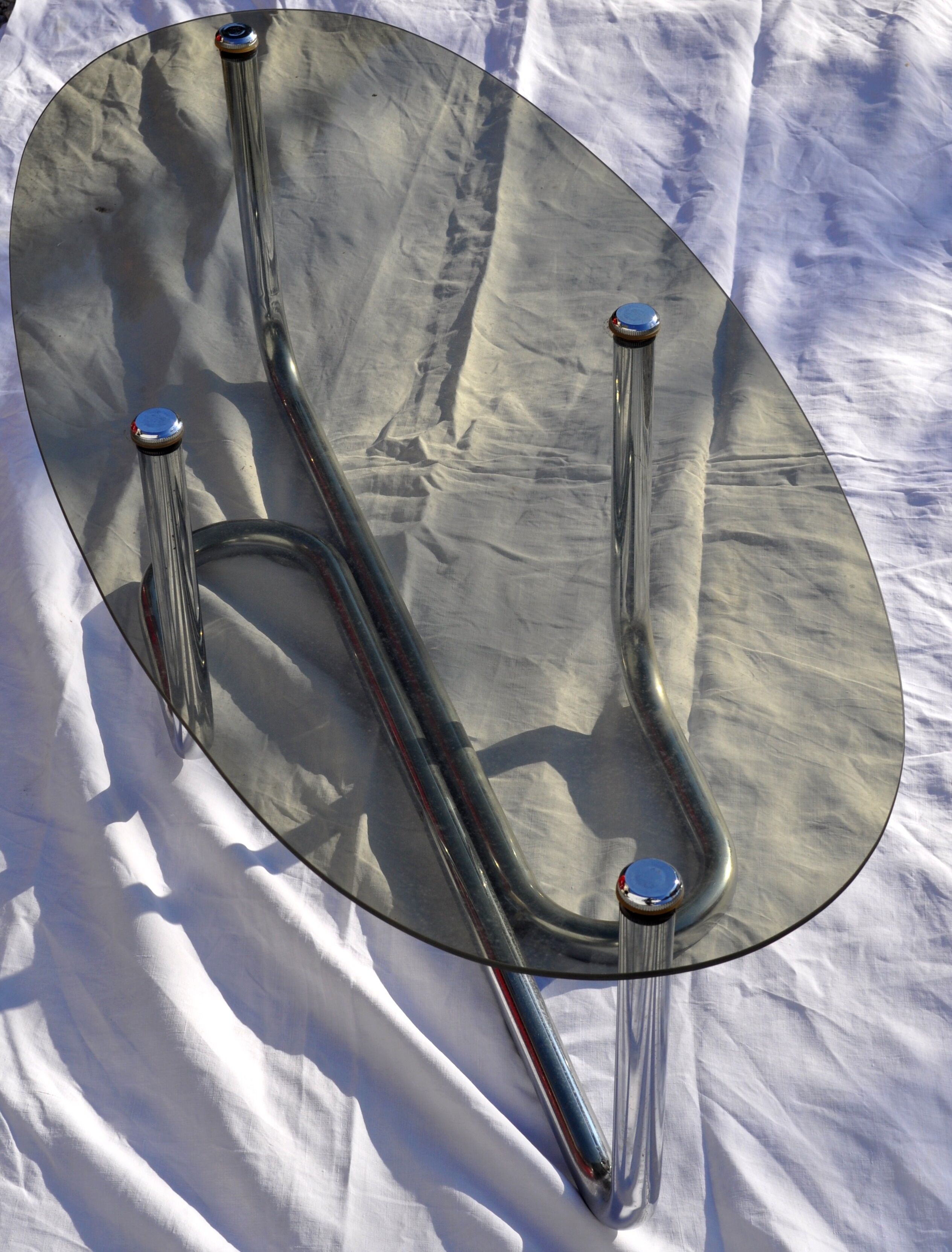 Table 70s glass/chrome