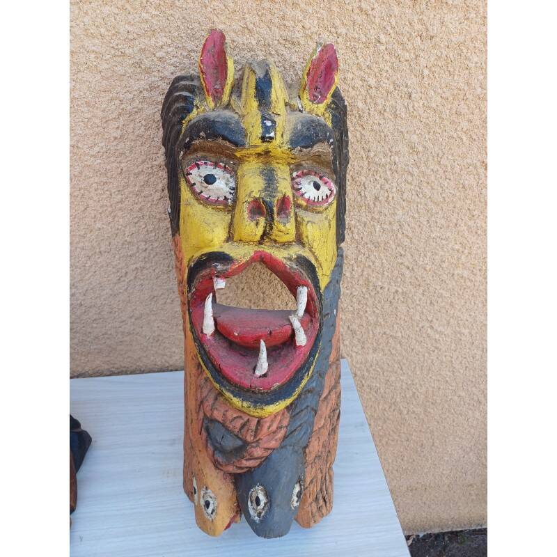 3 ethnic tribal wooden masks 19th century
