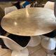 Tulip set round marble table and 4 swivel chairs by Eero Saarinen edited by Knoll