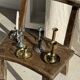 Small antique candle holder engraved in silver-plated metal, in its original condition.