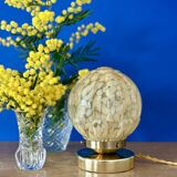 Beautiful table lamp, vintage Art Deco glass globe from Clichy in pink. Diameter