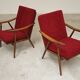 Pair of burgundy boomerang armchairs Antonin Suman Ton Bystrice (Thonet)