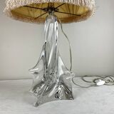 Solid glass lamp and dried flower lampshade from the 60s/70s