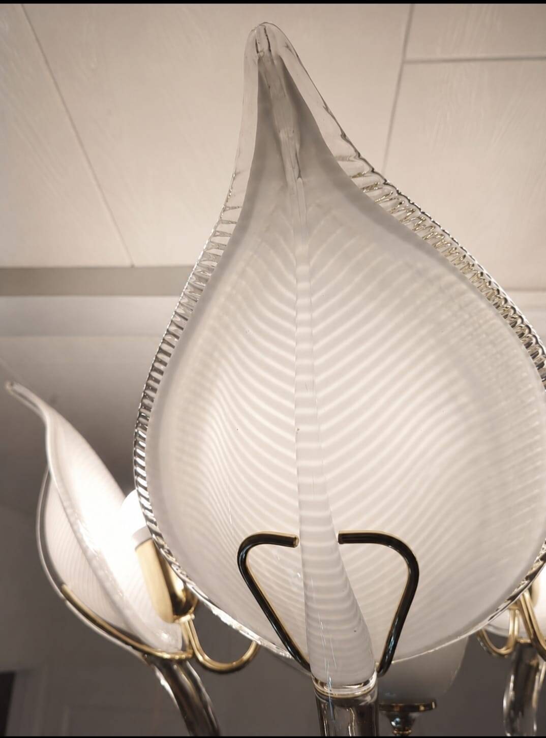 Vintage 1970s Franco Luce Murano Glass Ceiling Chandelier Made in Italy