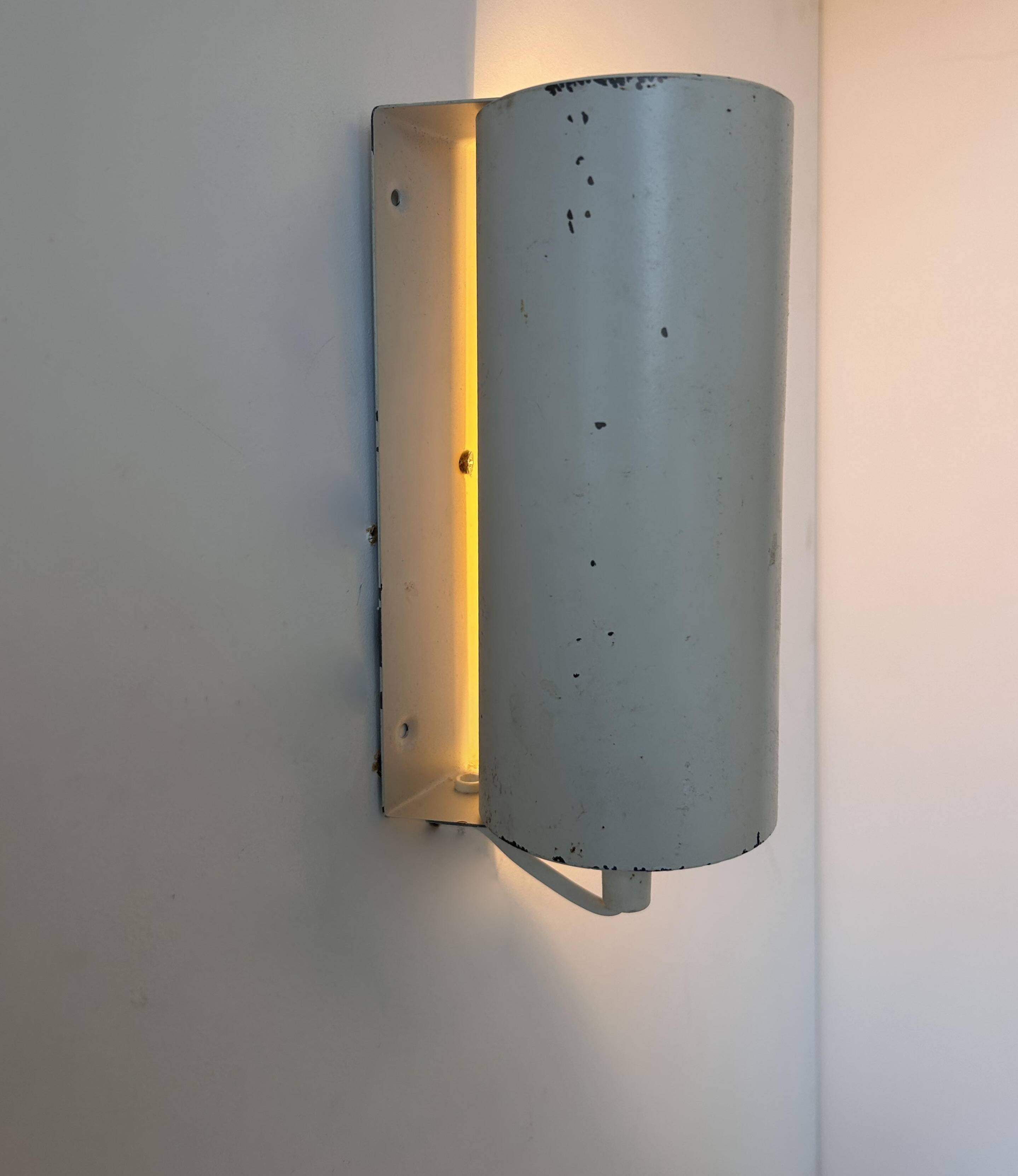 Pair of vintage adjustable wall lights, white metal, Sweden 1970