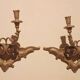 Pair of antique wall sconces in gilded wood from the 19th century.