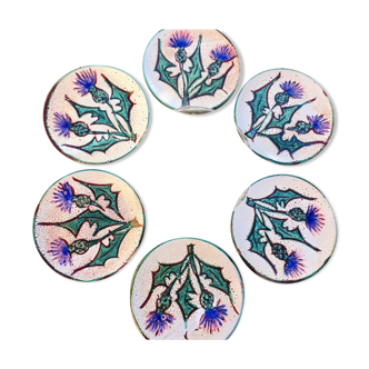 6 D.E thistle plates for Vallauris