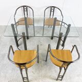 Post modern dining chairs and table, 1980s