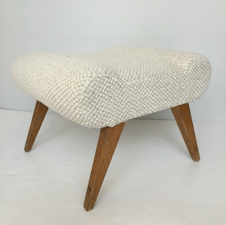 Vintage pouf white bouclette