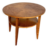 vintage round coffee table in light oak
