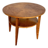 table basse ronde vintage en chêne clair
