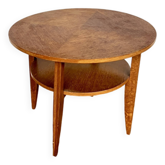 vintage round coffee table in light oak