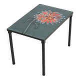 Small Ceramic Tile Table Adri Design Orange Abstract Flower 47cm