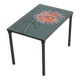 Small Ceramic Tile Table Adri Design Orange Abstract Flower 47cm
