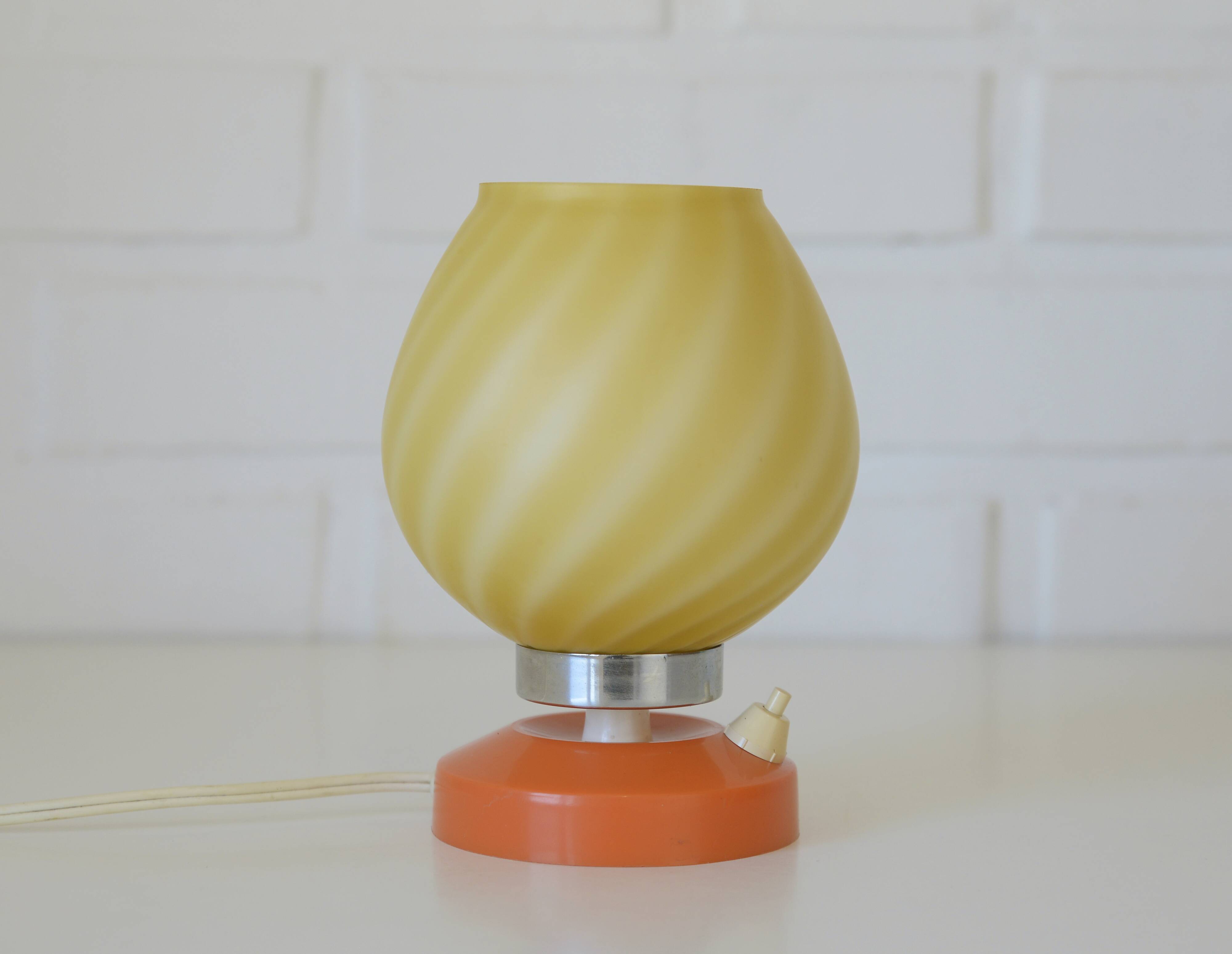 Vintage orange table lamp retro bedside light 1970's  MCM desk lamp