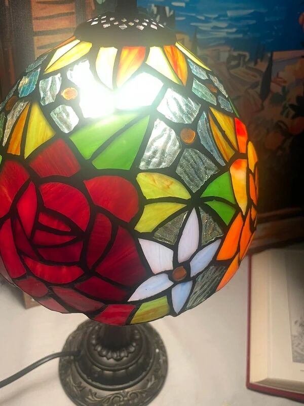 Tiffany style lamp vintage colourful flowers