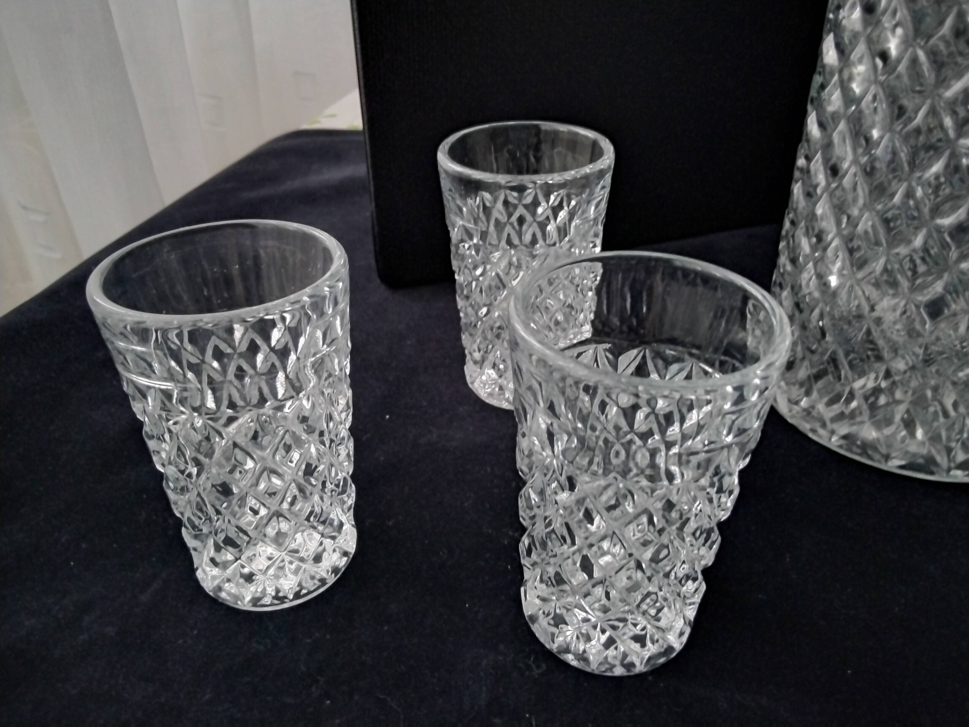 Vintage port service in diamond cut glass