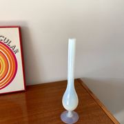 Slender white opaline vase from the 50s and 60s