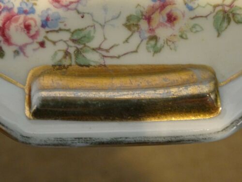 Limoges porcelain pie dish Unique floral decoration roses