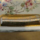 Limoges porcelain pie dish Unique floral decoration roses