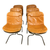 Set of 6 vintage chrome steel chairs attributed to Gastone Rinaldi 1970