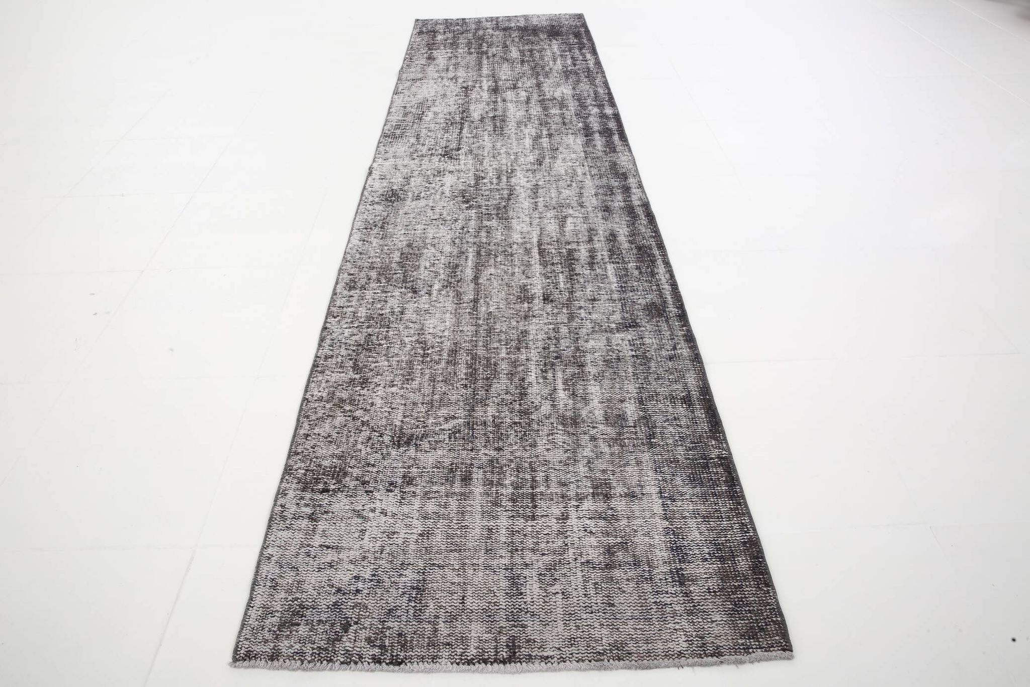 3x10 Rug For Hallway Gray Blue Turkish Vintage Runner Rug, 81x306Cm