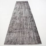 3x10 Rug For Hallway Gray Blue Turkish Vintage Runner Rug, 81x306Cm