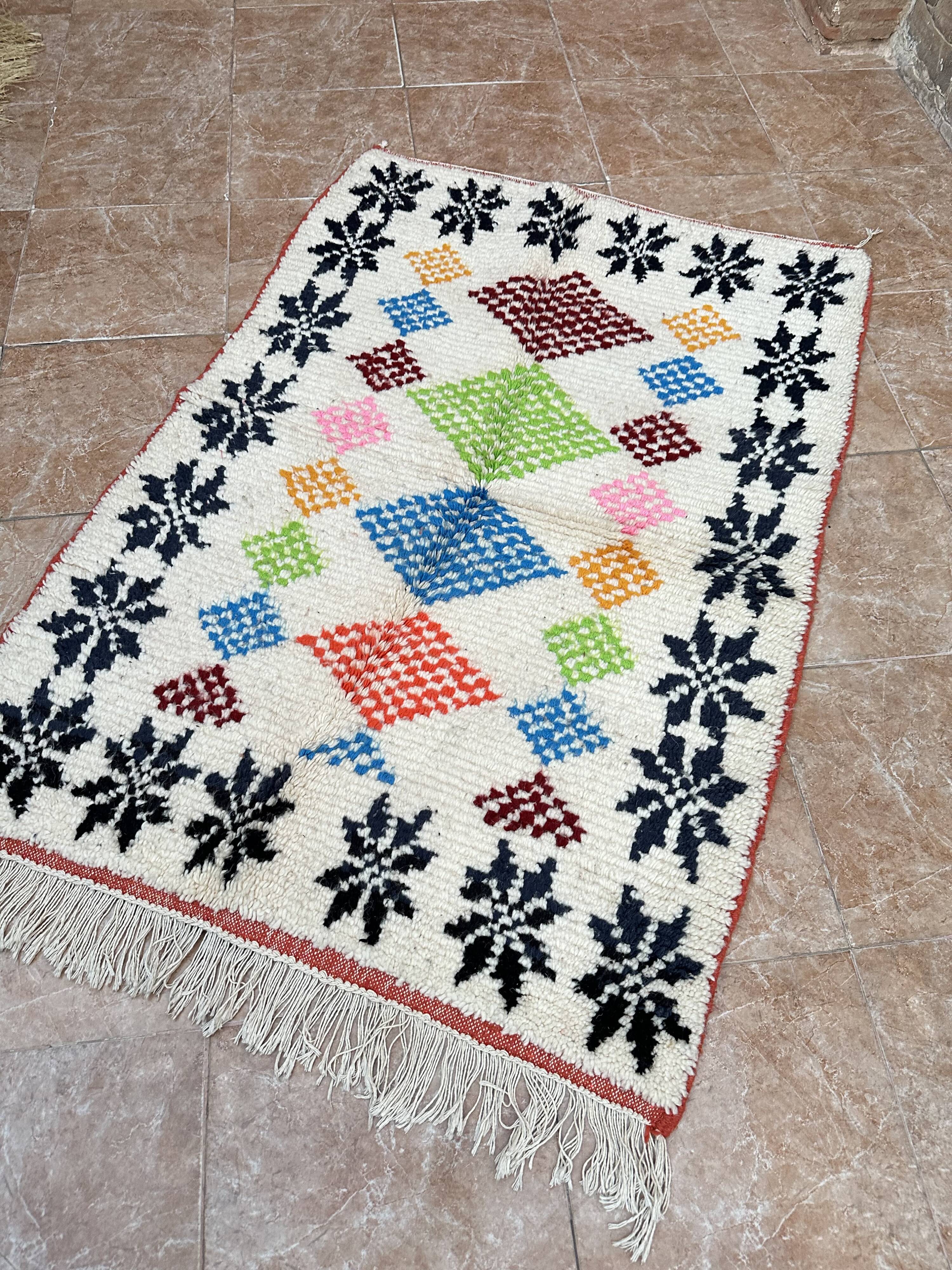 Moroccan Berber Rug Costum - Moroccan Wool Rug - New Azilal Rug - Beni Ouarain Style