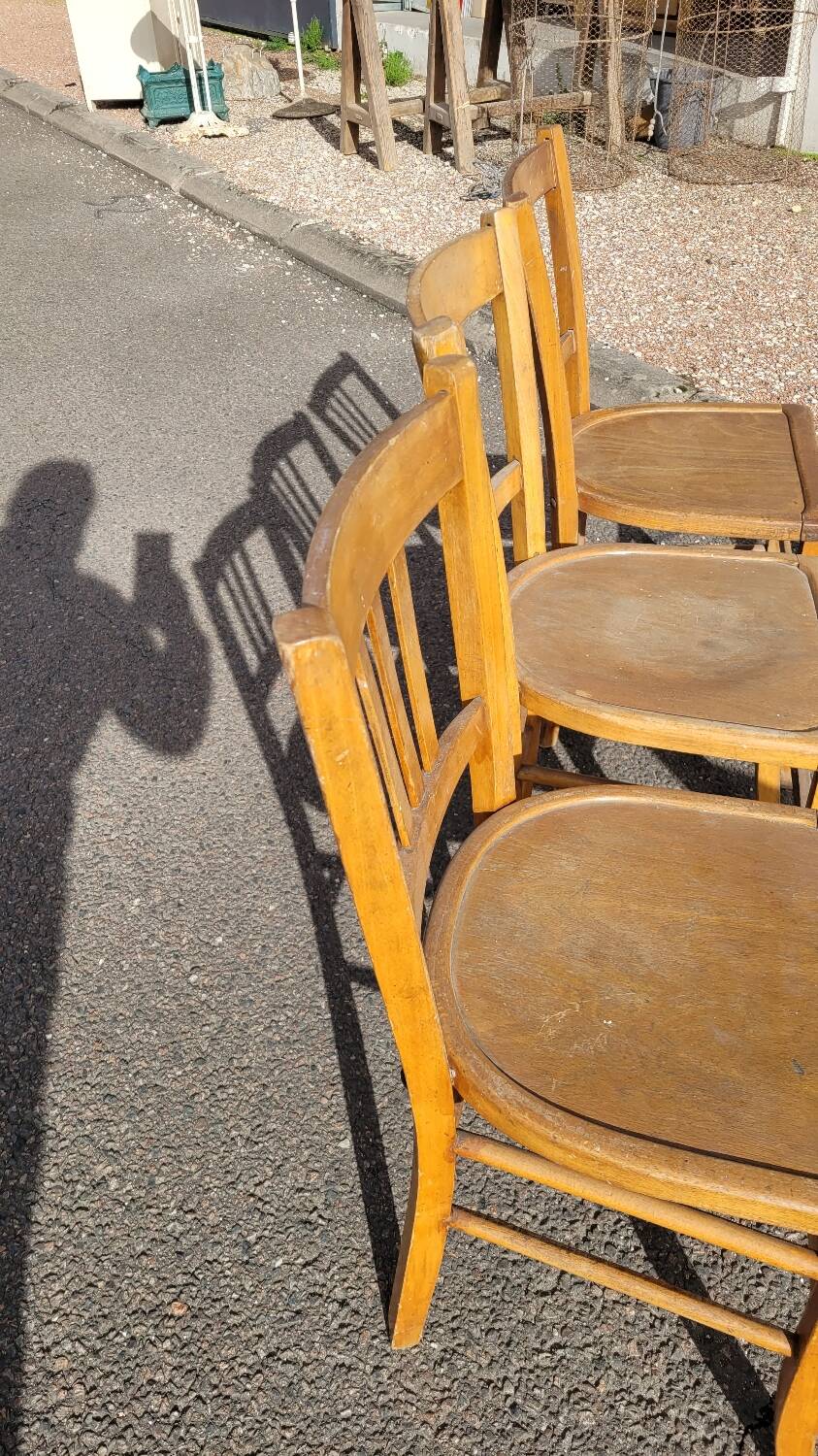 Series of 6 old vintage bistro chairs - 1950s