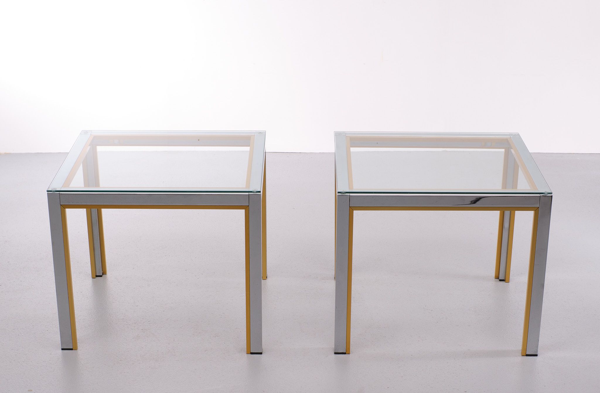 Pair of Renato Zevi side tables, Hollywood Regency tables, Italy from the 1970s.