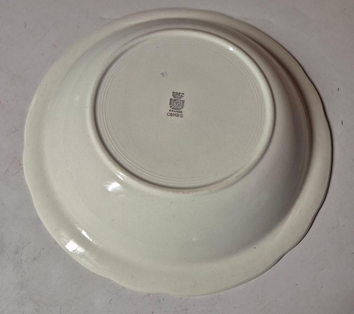 Digoin sarreguemines condé plat creux 28cm décor oiseau fleurs vintage
