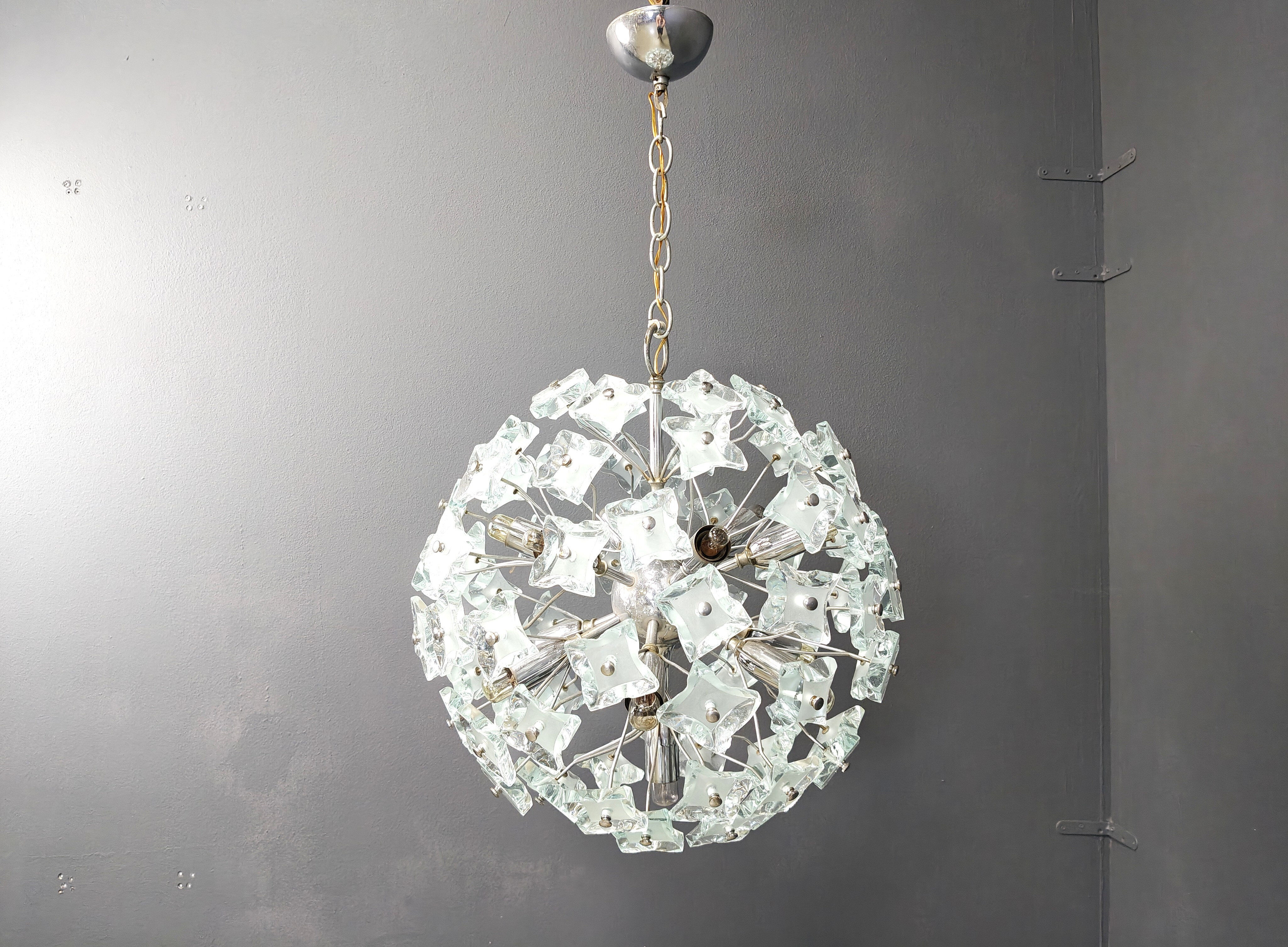 Mid-century glass sputnik chandelier, 1970s