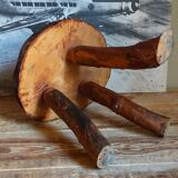 Brutalist sofa tip table in vintage solid wood