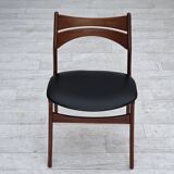 1960s, set of 4 reupholstered Danish dining chairs, design by Erik Buck.