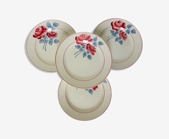 4 assiettes plates vintage de la manufacture d'HBCM