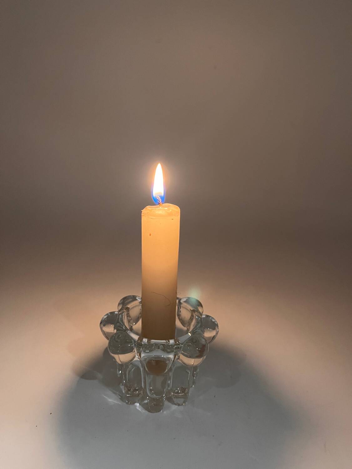 Glass candle holder duo