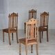 1930s, set of 4 Danish dining chairs, carved oak wood, furniture leather.