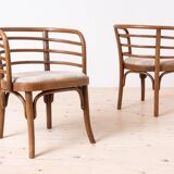 Set of 2 Thonet Armchairs, Model B246, 1930s, Restored & Reupholstered