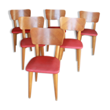 Lot of 6 ELF chairs in wood and vinyl