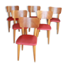 Lot de 6 chaises ELF en bois et vinyle