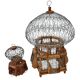 Antique Vintage Round Iron and Wood Decorative Bird Cages