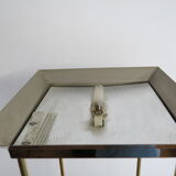 Luminous glass and brass showcase of the Lustrerie Deknudt