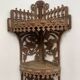 Hand-cut wooden corner shelf with bird decoration from the 1900s