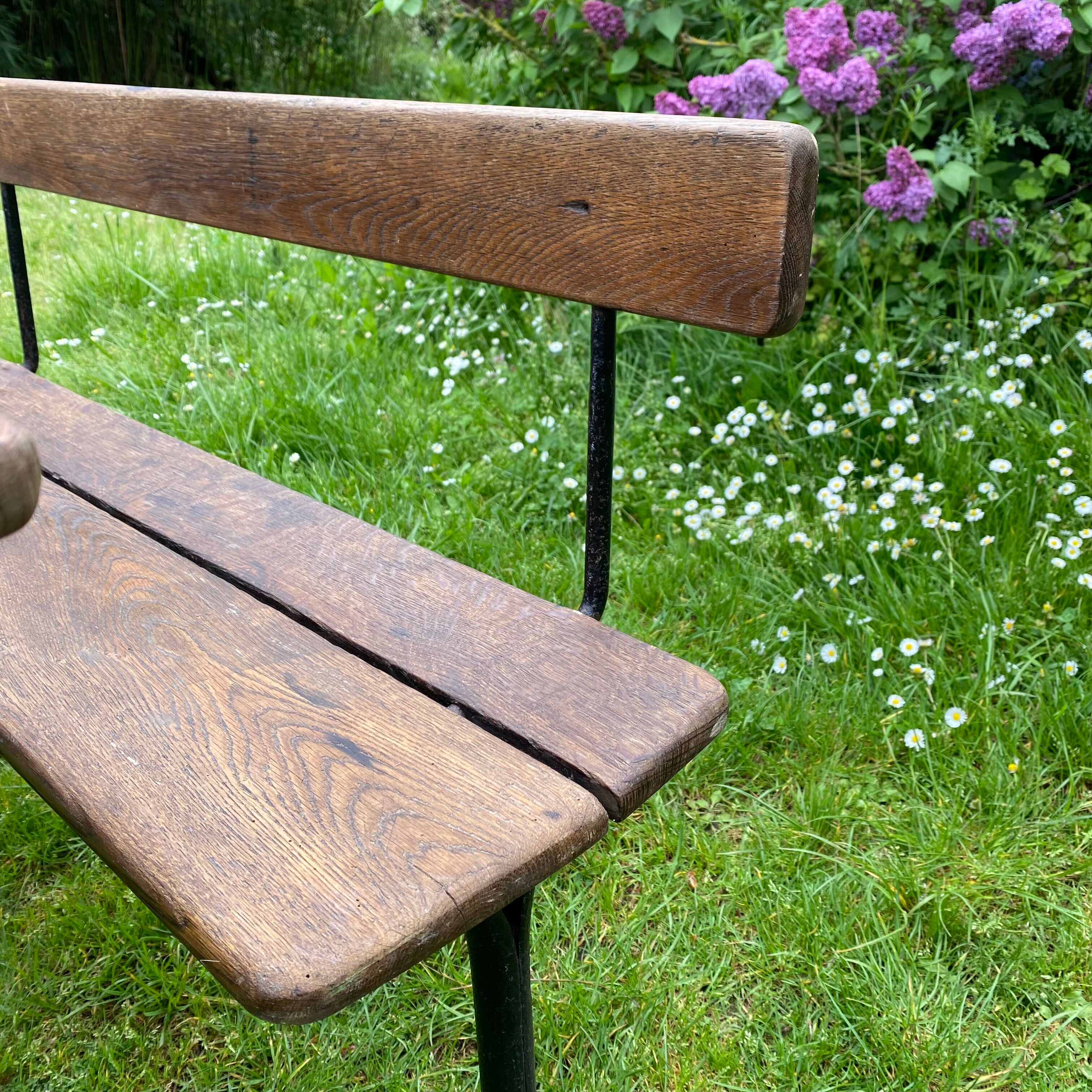 Old school desk in wood and cast iron