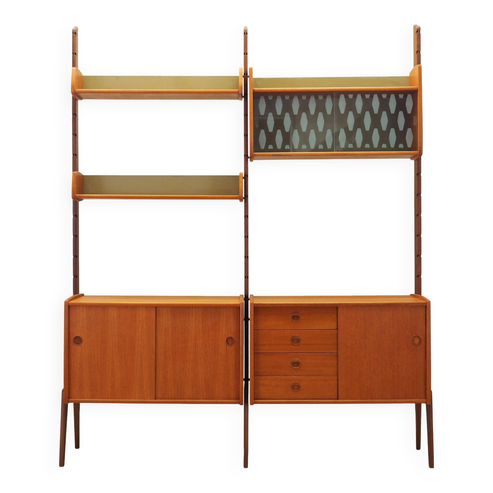 Teak system bookcase, Norwegian design, 1960s, production: Blindheim Mobelf