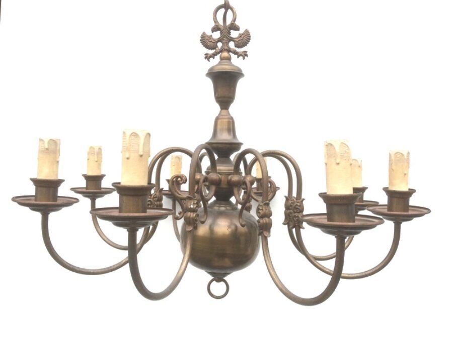 Ancient Dutch style chandelier with 8 arms