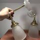 Pair of ribbed glass tulip wall sconces