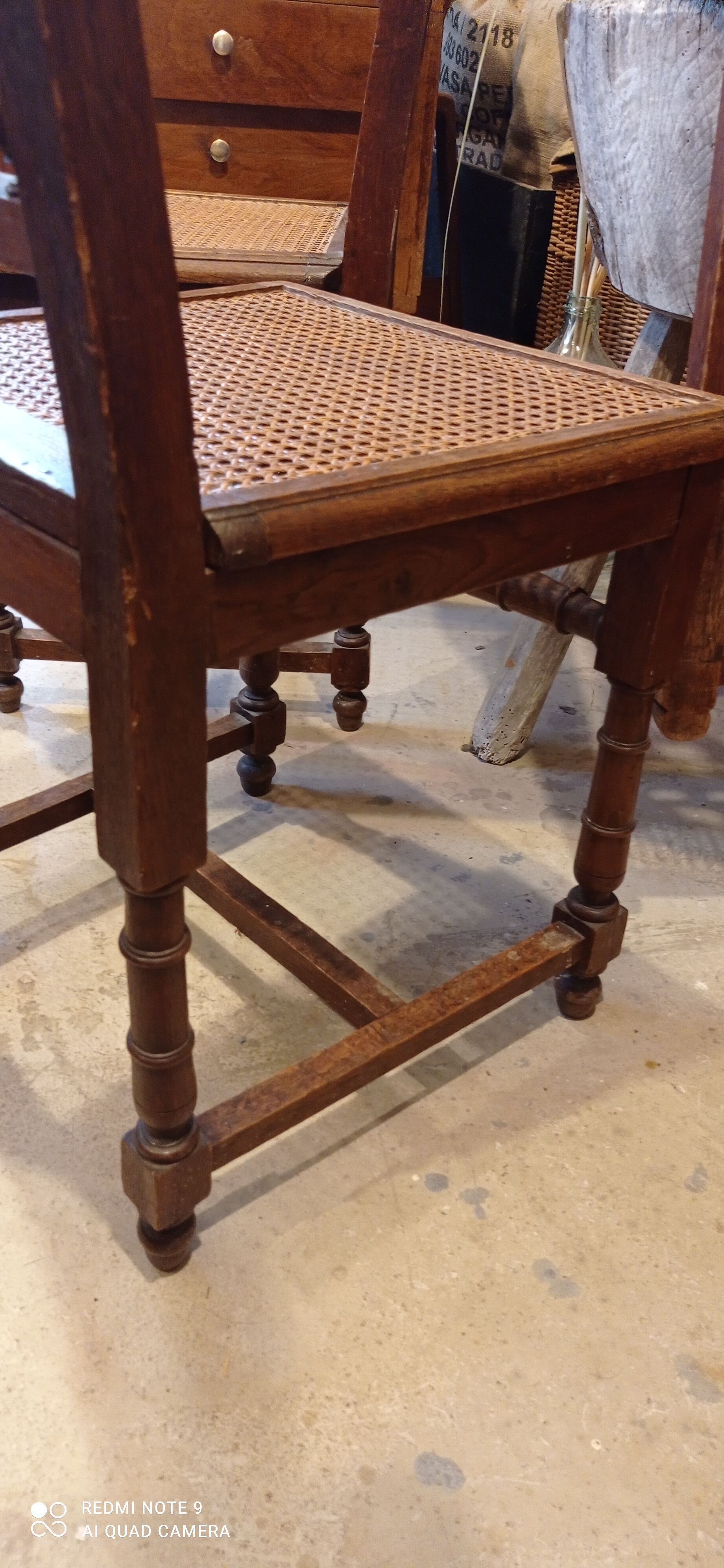 Set of 3 antique canned chairs